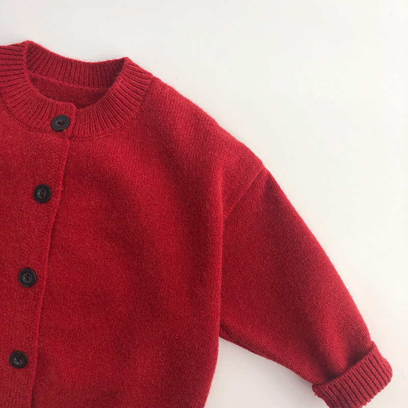 Children's Sweaters  2023 Winter Christmas Kids Red Cardigan