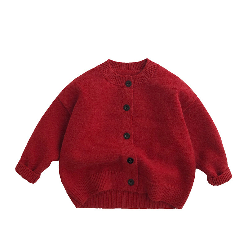 Children's Sweaters  2023 Winter Christmas Kids Red Cardigan