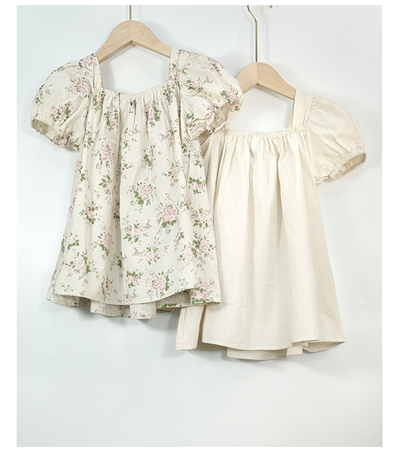 Wholesale 2022 Summer Sweet Puff Sleeve Floral Kids Girls Dress