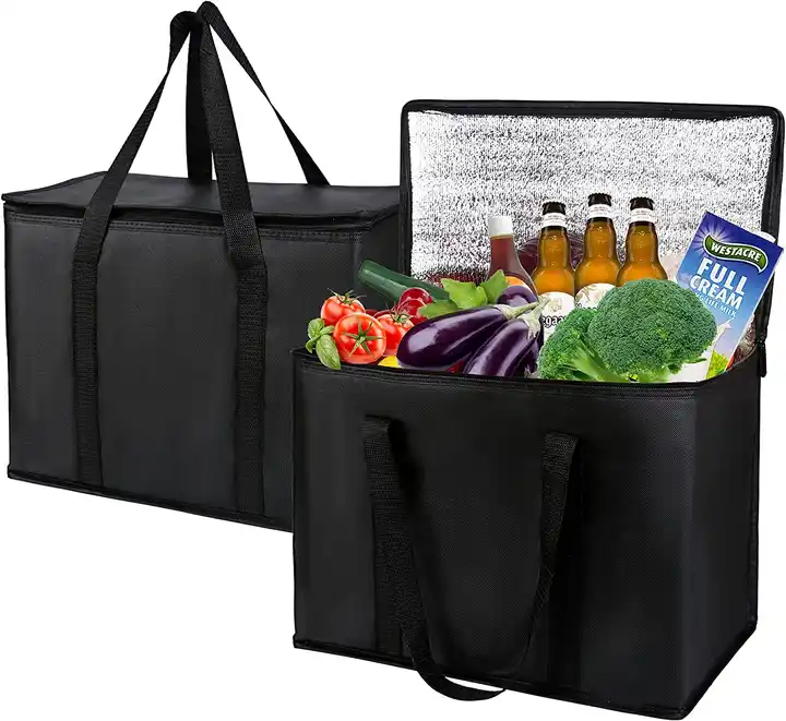 Large Capacity Durable Reusable Thermal Insulated Cooler Bag Grocery Cool Carry Non Woven Lunch Cooler Bag