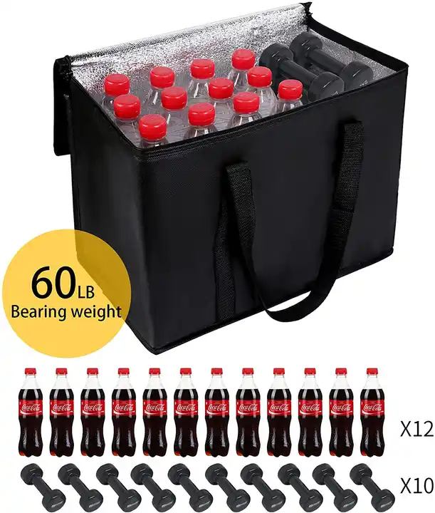 Large Capacity Durable Reusable Thermal Insulated Cooler Bag Grocery Cool Carry Non Woven Lunch Cooler Bag