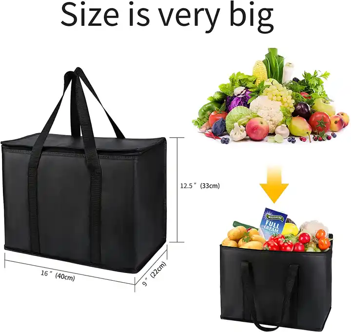 Large Capacity Durable Reusable Thermal Insulated Cooler Bag Grocery Cool Carry Non Woven Lunch Cooler Bag