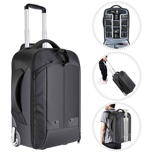 ISO Custom Travel Large Capacity Camera Rolling Bag suitcase trolley camera bag with wheels for camera