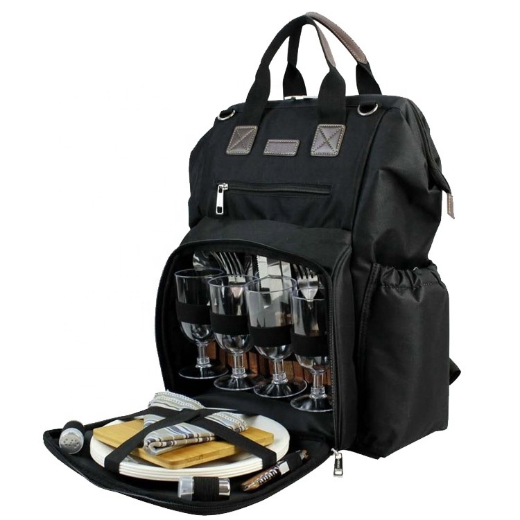 Picnic Backpack Bag for 4 Person with Cooler Compartment with Detachable Bottle/Wine Holder picnic set backpack