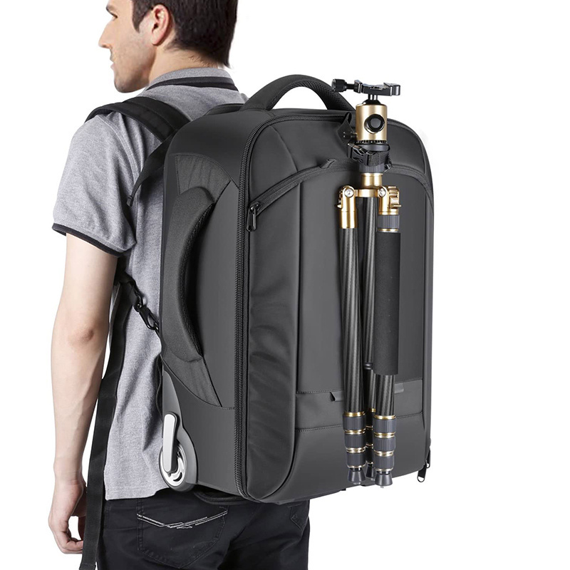 ISO Custom Travel Large Capacity Camera Rolling Bag suitcase trolley camera bag with wheels for camera