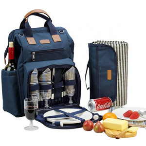 Picnic Backpack Bag for 4 Person with Cooler Compartment with Detachable Bottle/Wine Holder picnic set backpack