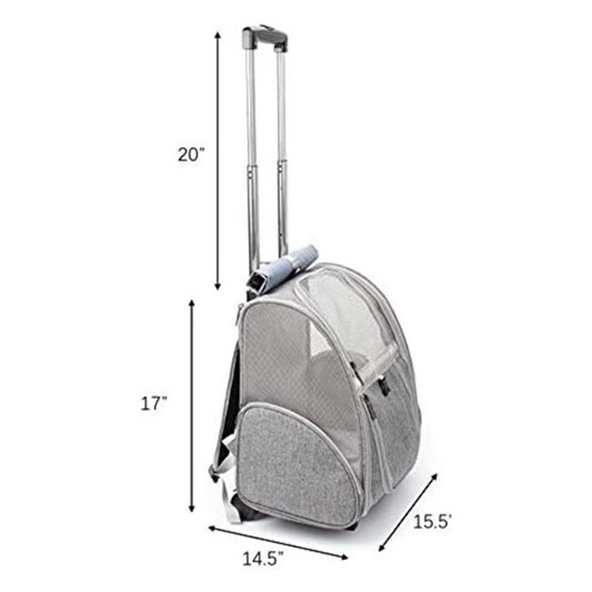 BSCI big volume luxury expandable dog cat backpack wheeled trolley pets backpack bags with wheels