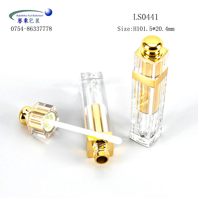 Cheap oem Square lipgloss tube Package bottle gold lip gloss containers