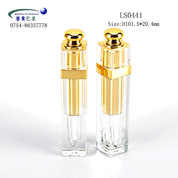 Cheap oem Square lipgloss tube Package bottle gold lip gloss containers