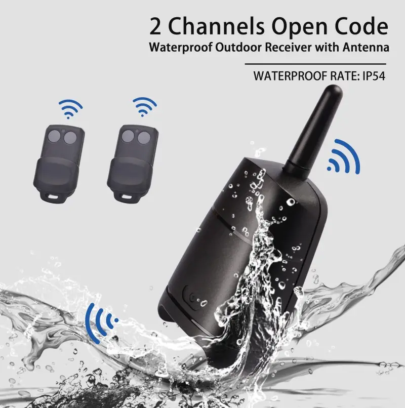 Two Channel Waterproof IP54 Universal Receiver YET894 Long Range With Antenna Controller Door Switches