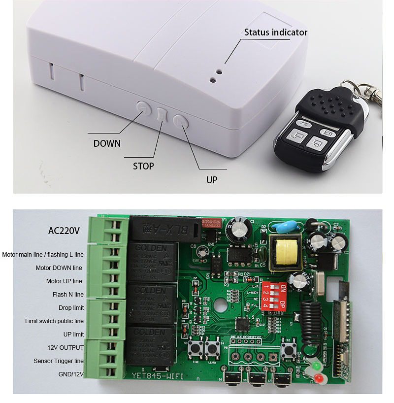 Rolling door controller YET845WFR 3 channels 220v ac wifi garage door controller roll wifi roller shutter switch