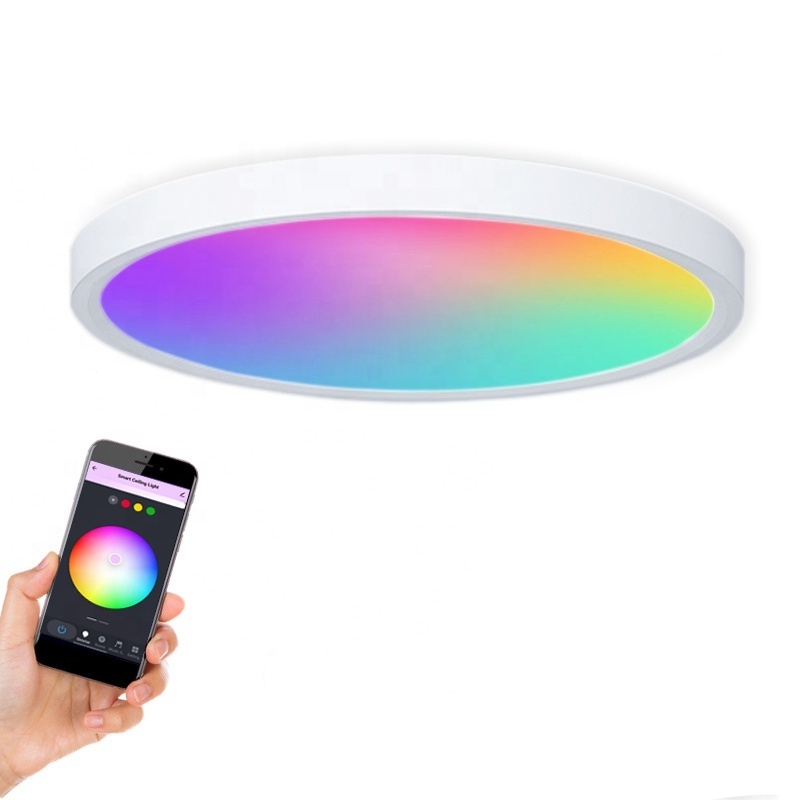 TUYA Color Mixing Ceiling Lamp LED Light RGB Wifi Smart Indoor Plastic Modern Nordic Light 80 ABS No Blue Light Lamp Timer 30000