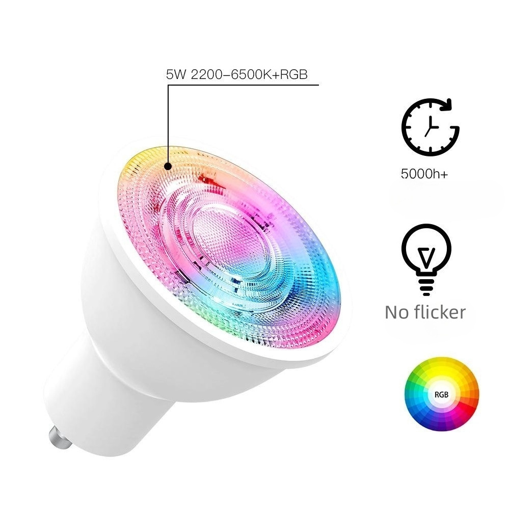 Zigbee RGB C+W White 5W Dimmable Lamps Smart Life APP Control Light Tuya GU10 Smart LED Bulbs For Alexa Google Home