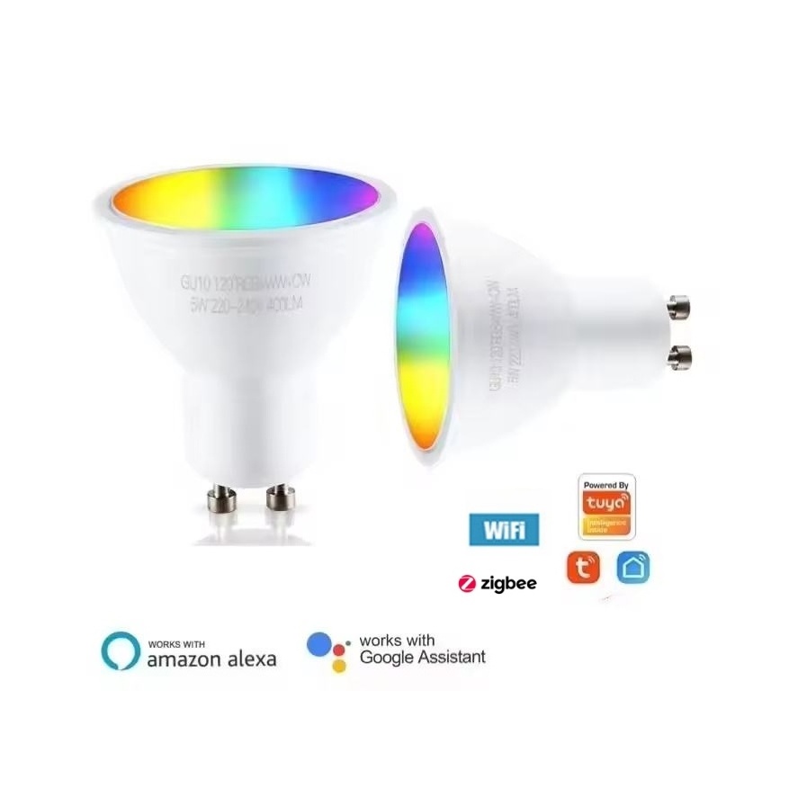 RGB C+W White 5W Dimmable Lamps Smart Life APP Control Light Tuya GU10 WIFI Smart LED Bulbs For Alexa Google Home