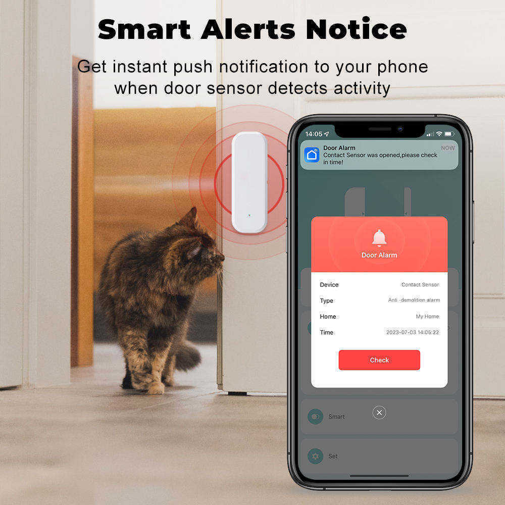 Smart Life Security Door Magnet Alarm Open Close APP Smart Tuya WiFi Door Sensor For Doors Window