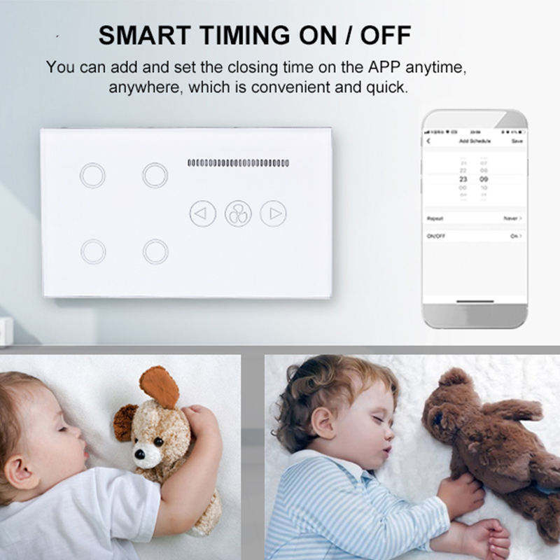 Tuya Wifi + BLE Ceiling Timer Speed Control Wall Glass APP Fan Remote Control Switch For Light and Fan Alexa Google Smart Home