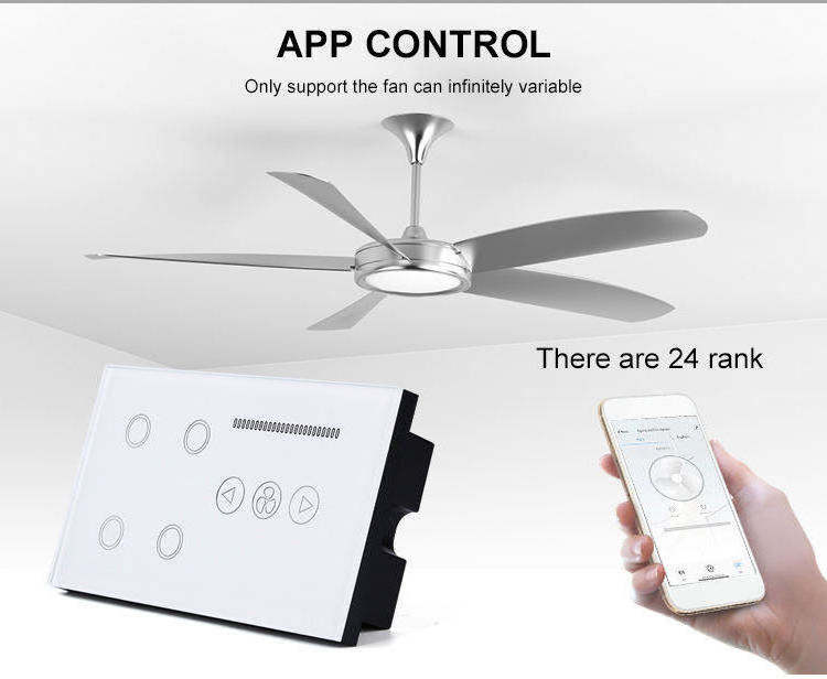 Tuya Wifi + BLE Ceiling Timer Speed Control Wall Glass APP Fan Remote Control Switch For Light and Fan Alexa Google Smart Home