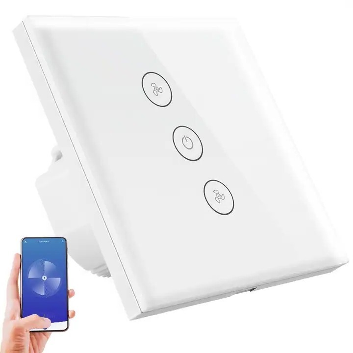 Tuya Touch Wifi Ceiling EU Smart Life Timer Speed Wall glass APP Remote Control Dimmer Fan Switch For Alexa Google Home