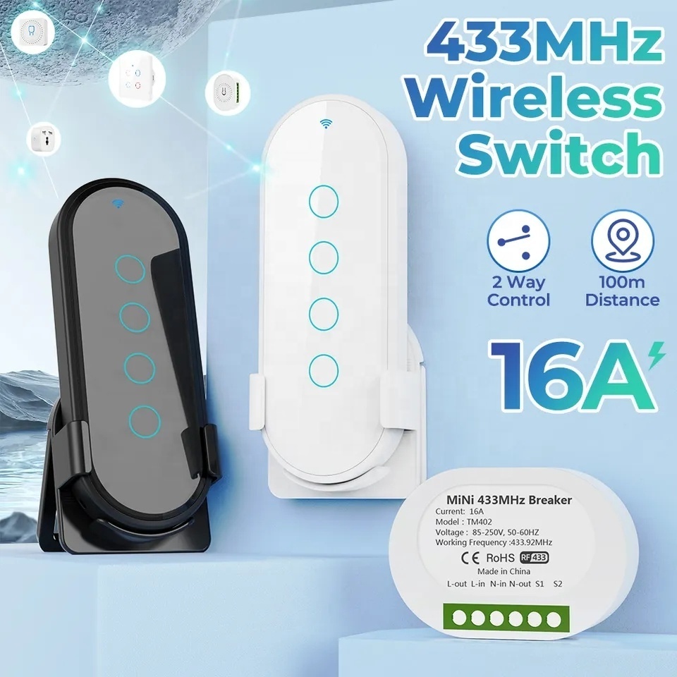 New EV1527 Code 4gang Touch Button RF433MHz Wireless Remote Switch for Smart Home