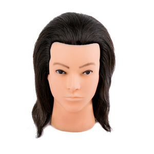 100% man mannequin with hair head for salon, wholesale training mannequin head human hair for barber head