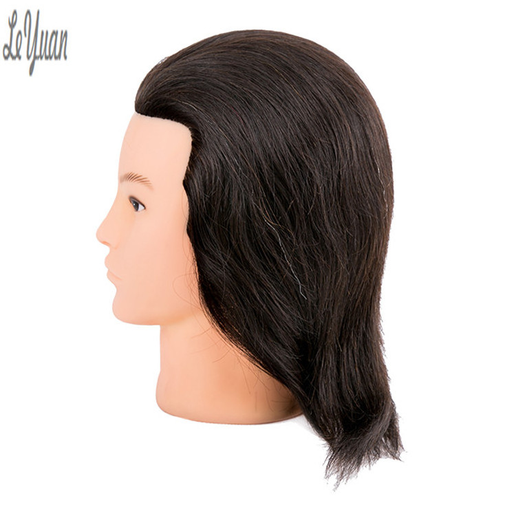 100% man mannequin with hair head for salon, wholesale training mannequin head human hair for barber head