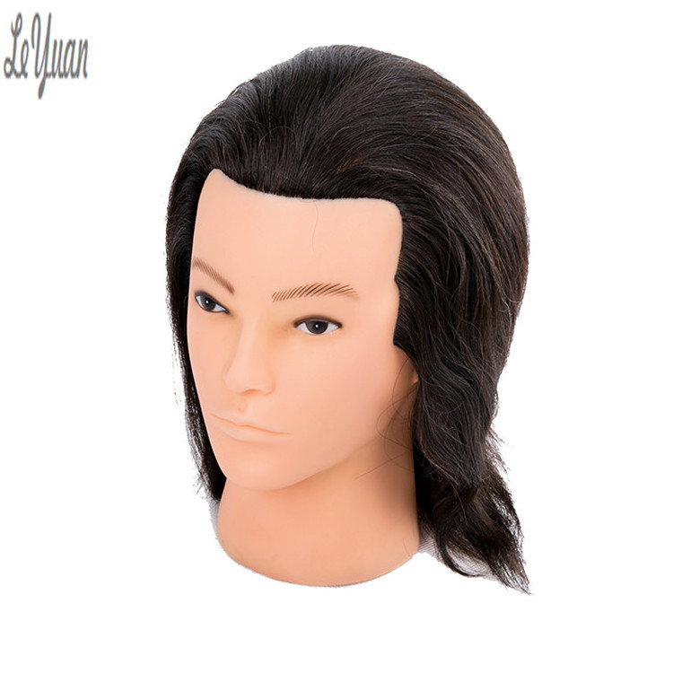 100% man mannequin with hair head for salon, wholesale training mannequin head human hair for barber head