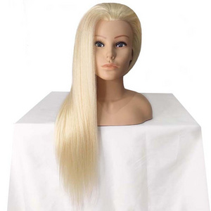 100% Human Hair Training Head with Shoulder Hair Styling Dyeing Coloring realistic Mannequin Practice Head Dolls