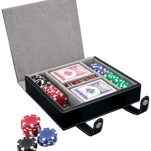 PU Leather Gifts Box Poker Chip Box Empty Leather Case Luxurious book style magnetic box for ball