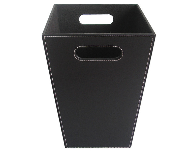 PU leather Luxury Style Commercial Office Home use Waste Bin Garbage Bin Trash Can