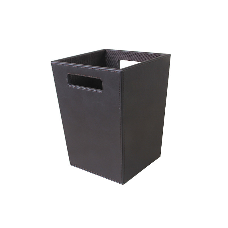 PU leather Luxury Style Commercial Office Home use Waste Bin Garbage Bin Trash Can