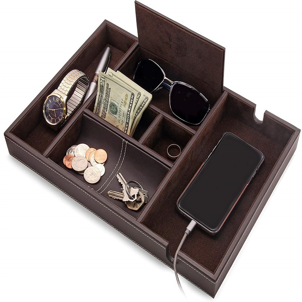 Hot-selling In Stock Accept Order Directly Valet Tray - Men Jewelry Keys Watch Organizer On Table Valet Box