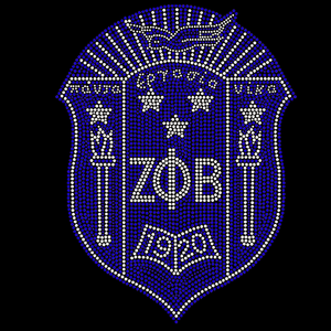 Custom Zeta Phi Beta Sorority Blue clear shield hotfix Rhinestone Transfer