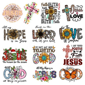 Jesus Heat Transfers Designs Cross Screen Printing Stickers Iron On Transfers DTF Heat Vinyl Transfer