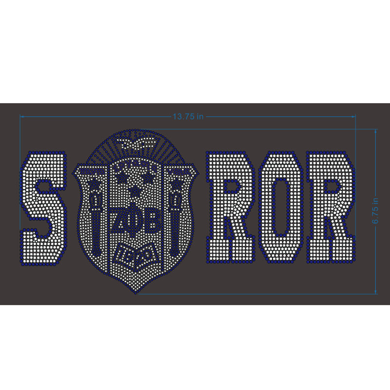 Custom Zeta Phi Beta Sorority Blue clear shield hotfix Rhinestone Transfer