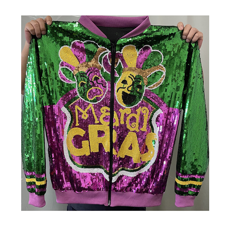 Factory Custom Mardi Gras Sequin Jackets Sequins Jackets Apparel Wholesale