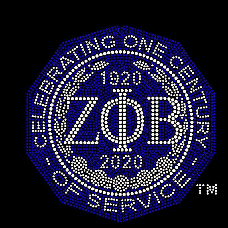 Custom Zeta Phi Beta Sorority Blue clear shield hotfix Rhinestone Transfer