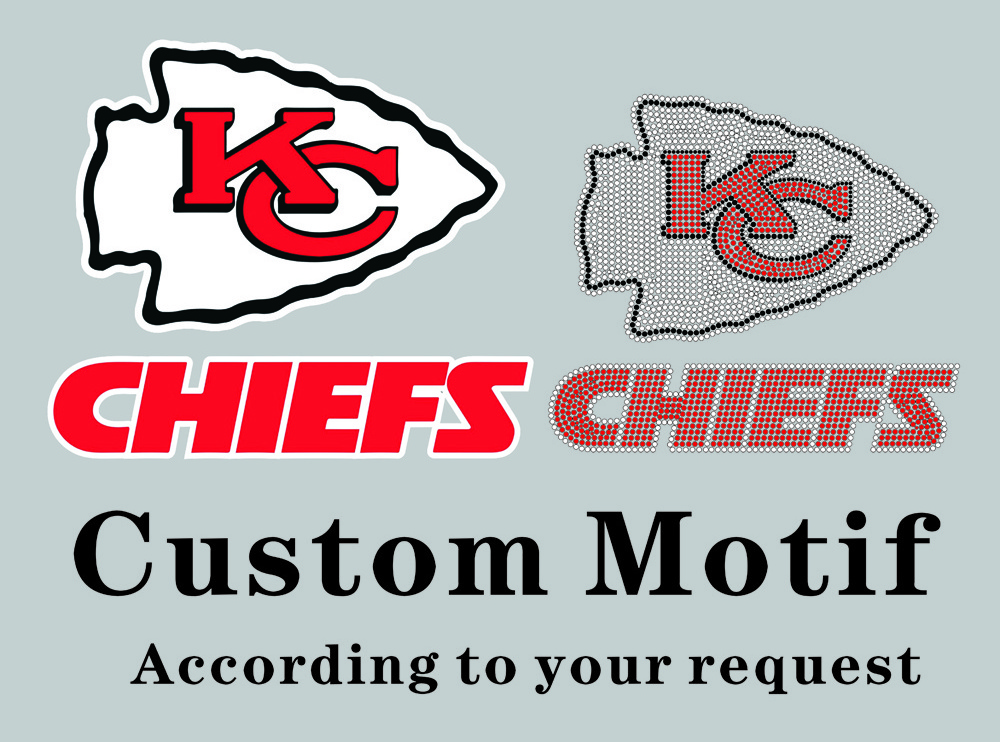 Factory custom Rhinestone NFL Football Team transfer New Kansas City Crystal Strass heat Transfer Iron On sticker for Shirts