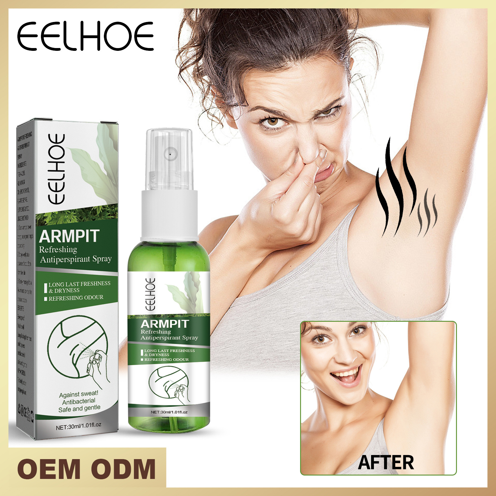 Eelhoe Clear Odor Lotion Underarm Cleaning Odor Removing Anti Sweating Lotion Lasting Mild Non Irritating Body Spray