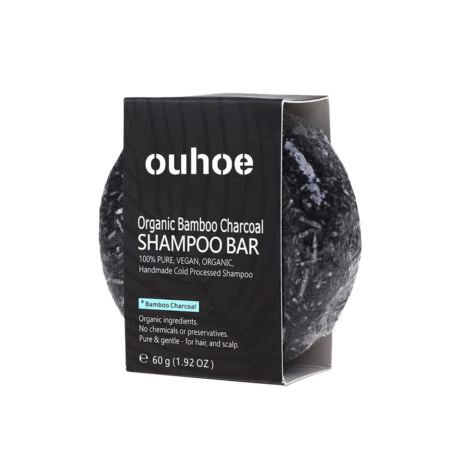 OUHOE Custom Logo 60g Bamboo Charcoal Soap Cover Gray Coverage Hair Grey Hair Soap Shampoo Bar Soap