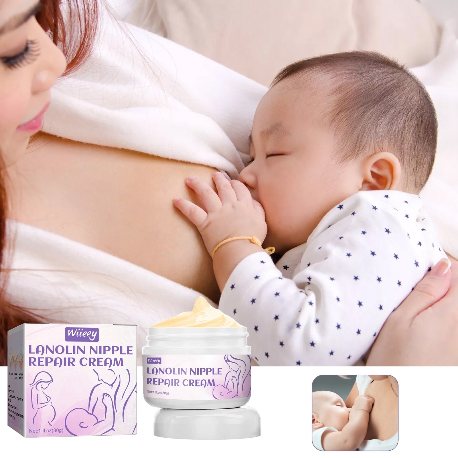 Private Label Deep Nourishing Soothing Pain Nipple Care Anti-Crack For Breastfeeding Lanolin Nipple Enhancement Cream