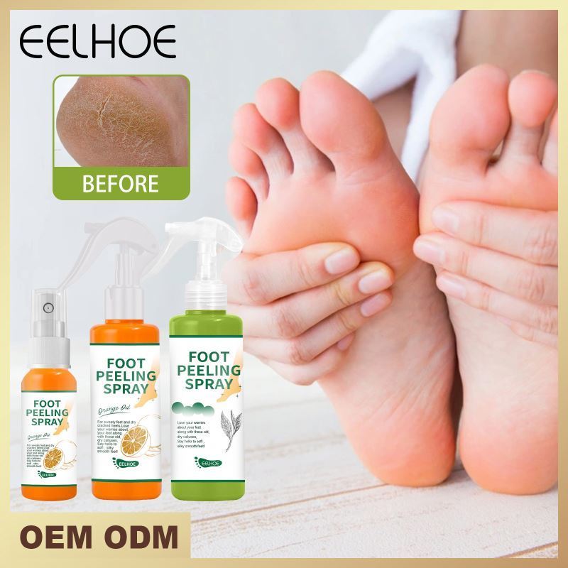 EELHOE OEM ODM Foot Peeling Spray Natural Orange Essence Pedicure Hands Dead Skin Exfoliator Mask Whiten Baby Foot Care Spray