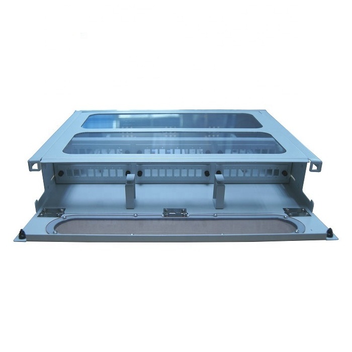 Data Center Fiber Cabinet 19 inch 2RU Front Panel 48 - 72 Port FDF ODF Optical Distribution Frame Rack Mount