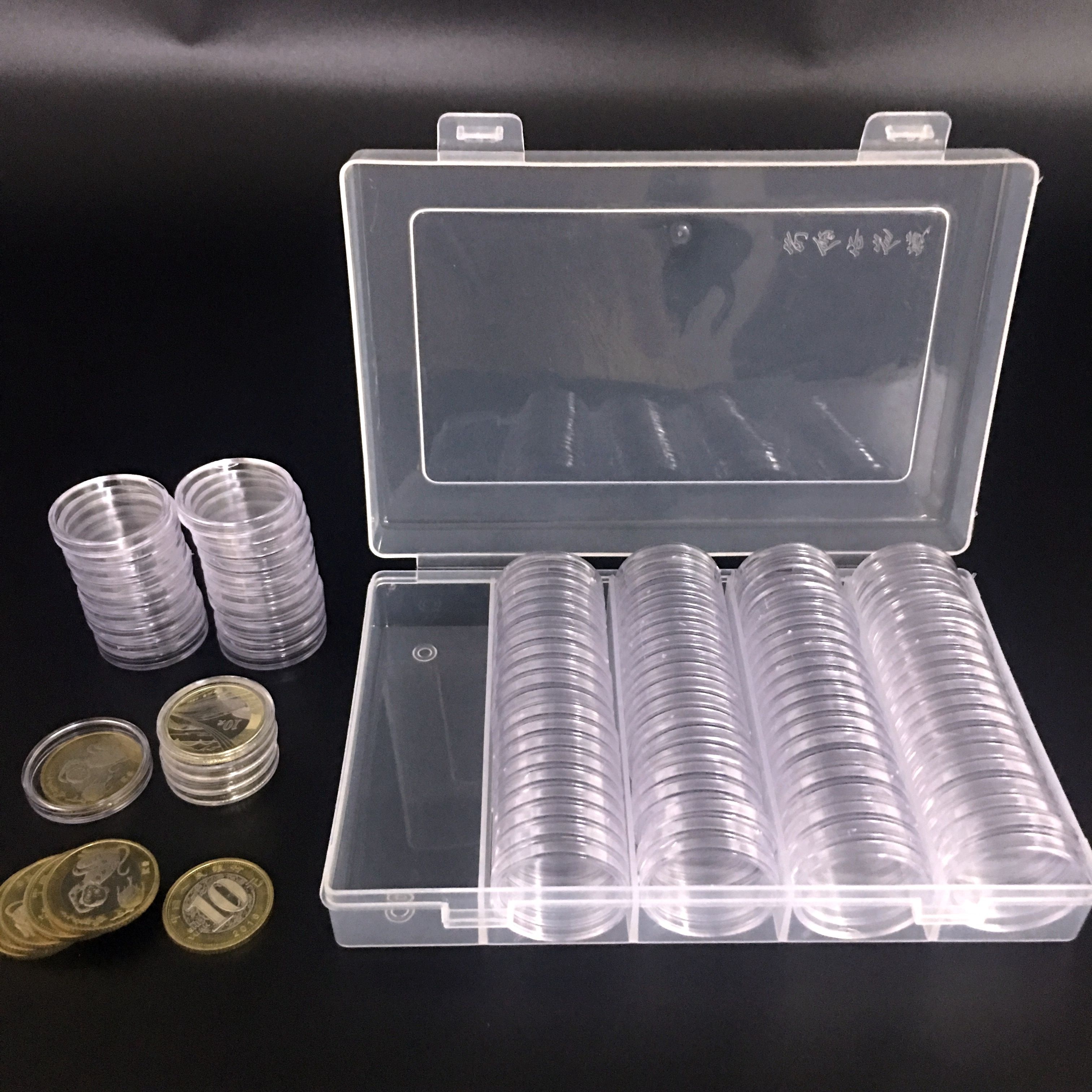 30mm plastic coin box  commemorative collecting plastic coin display box for collector storage box pccb