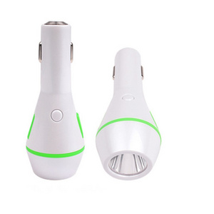 Free sample Torch flash light flashlight quick charge car charger dual usb cell phone chargers fast car chargers