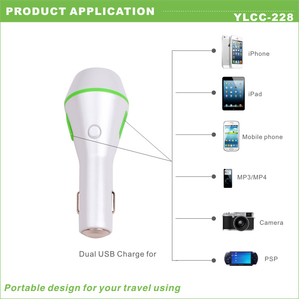 Free sample Torch flash light flashlight quick charge car charger dual usb cell phone chargers fast car chargers