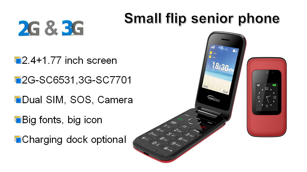 2.4 Inch Screen 4G Unlocked Smart Feature Senior Flip Mobile Phone