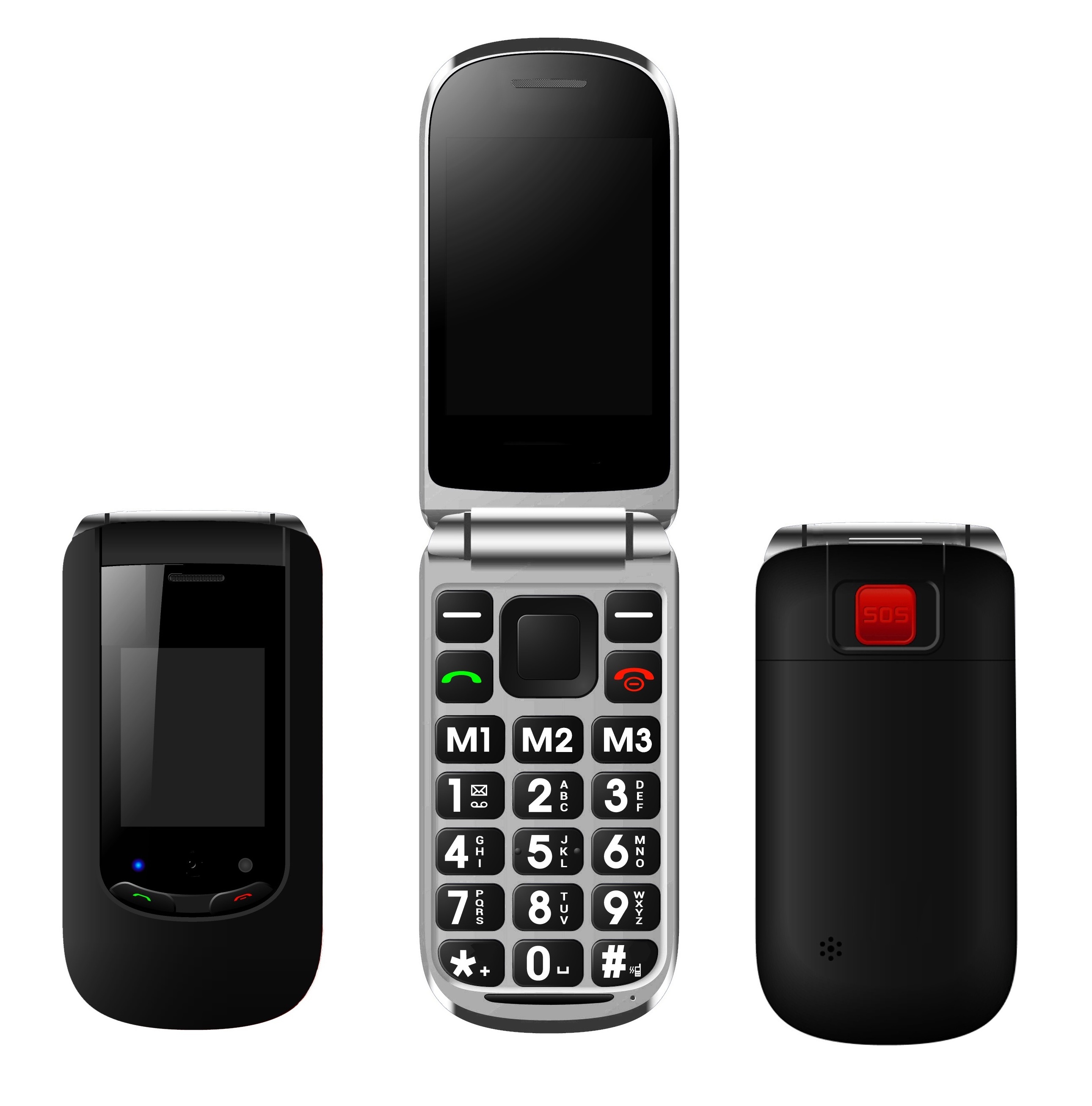 oem 3g large keypad mobile phone with sos, M1, M2, M3 speed dial buttons