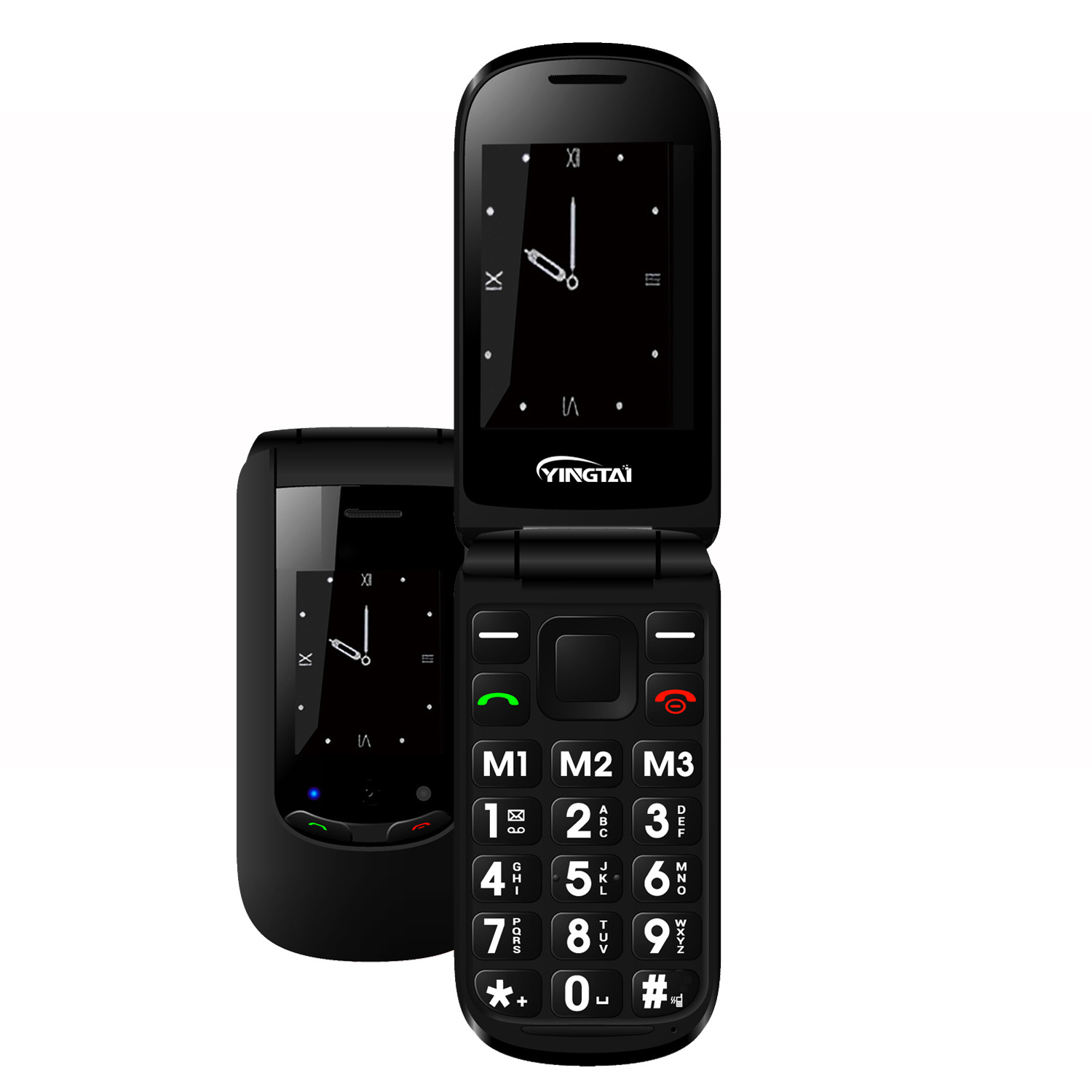 3g WCDMA clamshell senior phones with 2.4 inch + 1.77 inch dual screen