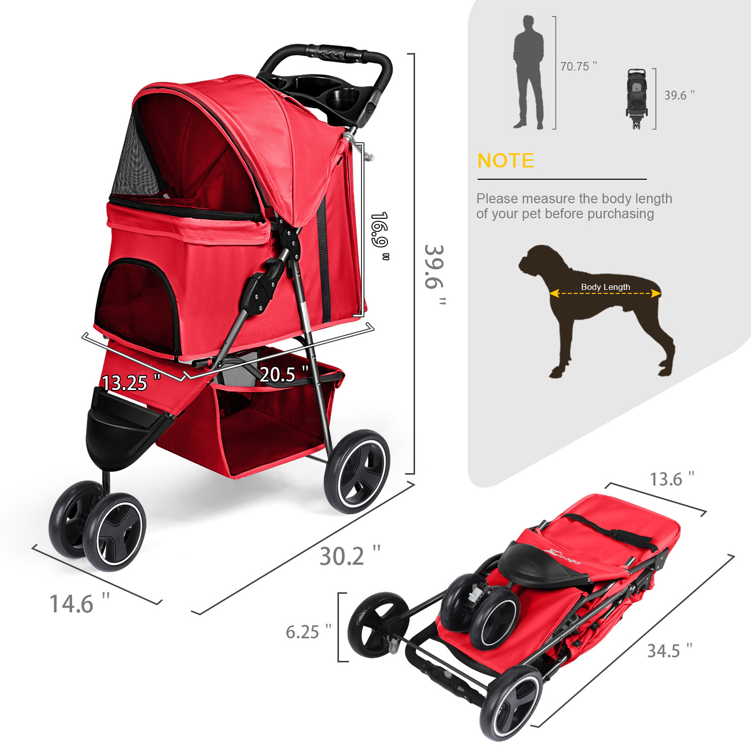 Customized lightweight removable pet stroller cat dog cage stroller for small animals with detachable carrier