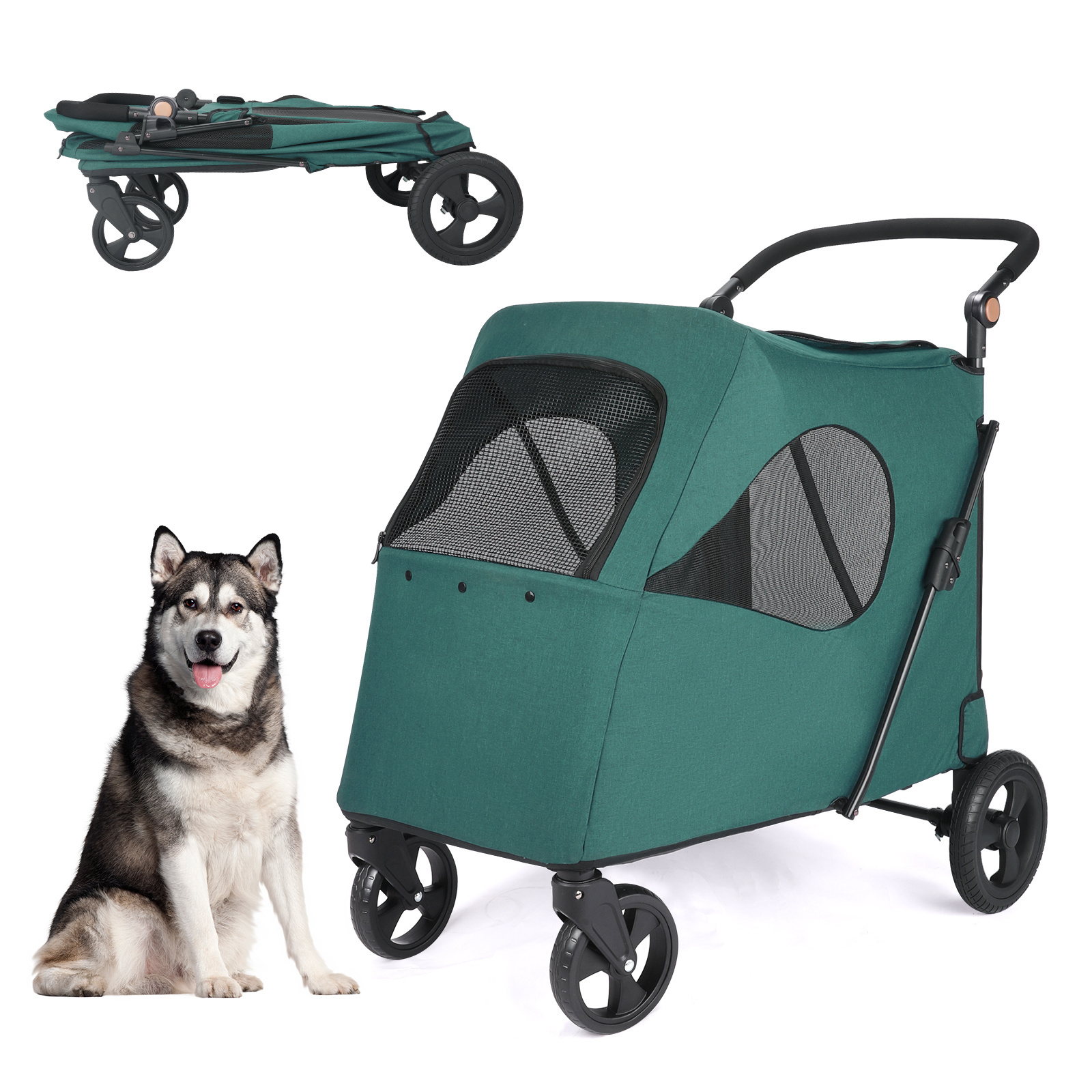 OEM/ODM Large Pet Dog Stroller Pet Jogger Wagon Foldable Dog Cart with 4 Wheels Breathable Animal Stroller With Mesh Skylight